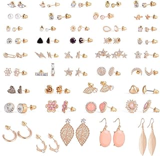 42 Pairs Earrings Set Assorted Multiple Stud Earrings Set for Women Earring Set for Multiple Piercings Statement Earrings Friendship Jewelry