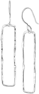 Silpada 'Balancing Act' Rectangular Drop Earrings with French Wire, Hammered Sterling Silver for Women, No Stone Design
