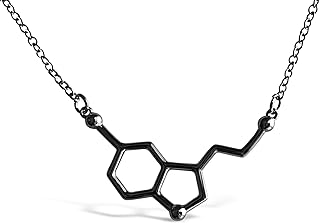Smile Pendant Necklace with French Rope Chain and Lobster Clasp for Women, Serotonin Molecule Design, Perfect for Science Lovers and Chemistry Enthusiasts, Made in USA