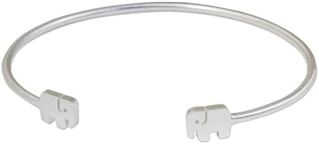 Handmade Sterling Silver Elephant Cuff Bracelet with Box Chain for Unisex by Thai Artisan, Loyal Elephants Design, 6.25 in L.