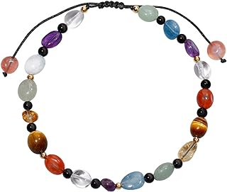 Jewever 7 Chakra Crystals and Stones Anklet Irregular Tumbled Gems Beaded Ankle Bracelets for Women Spiritual Energy Meditation Yoga Healing Jewelry Mom's Gifts