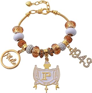 White Diamond Sorority Charms for Bracelets with Gold Zinc Chain, Perfect Sister Gifts - Greek Life Member Design