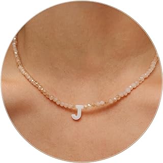 Beaded Initial Choker Necklace for Women Boho Shell Initial Letter Necklace Summer Beach Layering Choker for Women Girls