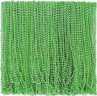 300 Pcs Metallic Bead Necklace 33" 7mm Mardi Gras Oval Beaded Necklace Christmas Party Necklaces Carnival Festive Event Accessories Throw Beads Favors