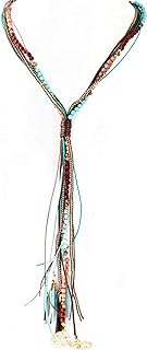 Dcfywl731 Boho Layered Necklaces for Women Trendy Long Beaded Tassel Necklace Leather Necklace for Girls Fashion Jewelry Gift