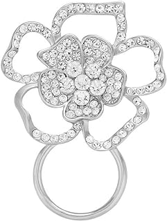 Sophisticated Glasses Brooch - Silver and Zinc Alloy with Magnetic Clasp - Blooming Flower Design for Women - Perfect for Holding Eyeglasses or ID Badges
