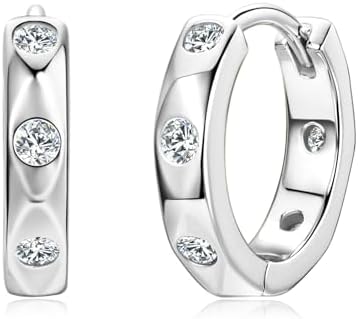 Moissanite Hoop Earrings for Women Girls 925 Sterling Silver D Color Brilliant Round Cut Lab Created Diamond Earrings 18K White Gold Plated Huggie Earring Hypoallergenic Jewelry Birthday Christmas Gift