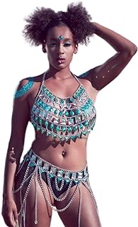 CanB Rhinestone Body Chain Suit Boho Body Waist Belly Chain Skirt Crystal Body Chain Bra top Festival Jewelry for Women and Girls