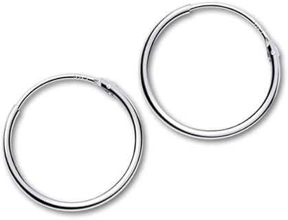 S925 Sterling Silver Lightweight Endless Hoop Earrings Round Flexible Thin Continuous Hoops