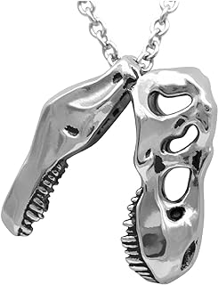 Controse Dinosaur Necklace Mini T-Rex Skull Pendant 316L Stainless Steel