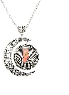 Melophobia Jewelry Moon and Elephant Pendant Necklace in Alloy with Lobster Clasp and Cable Chain