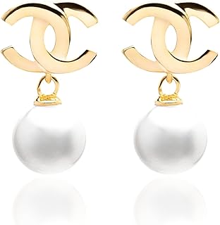 PERORNO Boucles d'oreilles Chanel avec perles de culture d'Akoya du Japon, forme ronde, 8-8,5 mm, en argent doré or 18 carats, haute orientation, pour femme sophistiquée