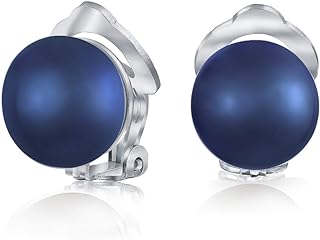 Button Style Freshwater Cultured Pearl Clip On Ball Stud Earrings For Women Sterling Silver Non Pierced Ears More Colors