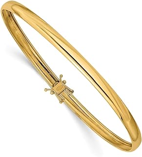 Box Chain 14K Yellow Gold Flexible Bangle Bracelet with Single Locking Fold Over Clasp - Perfect for Elegant Women - Polished Design