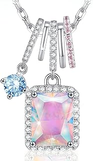 925 Sterling Silver Pendant Necklace for Women – Stunning Rainbow Aurora Borealis CZ Charm - Perfect,Mother's Day, Valentine's Day, Anniversary, Birthday, or Holiday Gift for Her