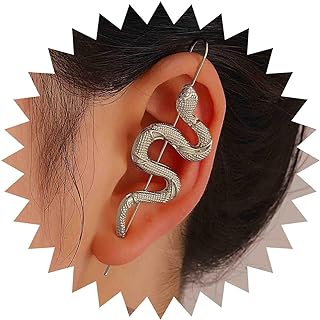 Snake Ear Wrap Crawler Hook Earrings Snake Long Piercing Wrap Climber Earrings Boho Gold Ear Hook Earrings Punk Serpent Ear Cuff Earrings Jewelry for Women and Girls