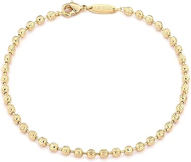 18K Gold Plated Dainty Beaded Bracelet with Round Balls Chain for Women by MEVECCO - Handcrafted and Hypoallergenic Brass Jewelry in Minimalist Design