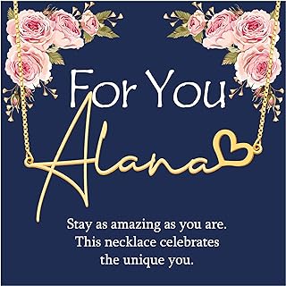 Custom Name Necklace Personalized Nameplate Necklace with Heart 18K Gold Plated Pendant Jewelry Gift for Women