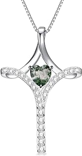Mothers Day Special - Sterling Silver Cross Pendant Necklace with Heart Gem & Box Chain - Perfect Anniversary or Birthday Gift
