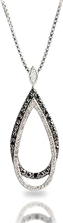 Black Diamond Sterling Silver Pendant Necklace with Box Chain & Spring Ring for Women | Teardrop Design | MAX + STONE 0.5 Carat