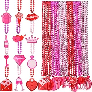 36 Pieces Bachelorette Beads Necklaces Pink Beaded Necklaces for Bachelorette Party Favors