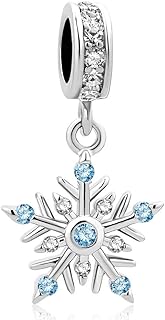 Crystal Snowflake Dangle Charm Bracelet with Copper Chain for Women - Christmas Holiday Design