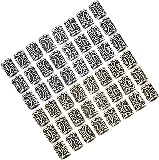 48pcs Charm Bracelets Vintage Jewelry Dainty Necklace Pirate Beard Beads Hair Norse Vikings Runes Jewelry Making Accessories DIY Beads Viking Rune Beads Antique Pendant