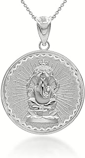 Claddagh Gold .925 Sterling Silver Round Lord Ganesh Ganesha Hindu God Medallion Pendant Necklace - Choose Pendant Only or Necklace w/ 16”-22” Chain