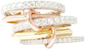 Stackable Rings for Women | Five Piece Multiple Ring with 14K Gold Plated Rings, Silver Plated Rings and Zircon Stones | Ring |