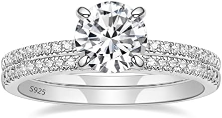 EAMTI 1.25CT 925 Sterling Silver Bridal Ring Sets Round CZ Engagement Rings promise rings for her wedding bands for Women Size 3-13