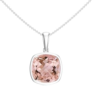 Elegant Natural Morganite Pendant Necklace in 14K Rose Gold - Cushion Shaped Gemstone with Secure Lobster Clasp