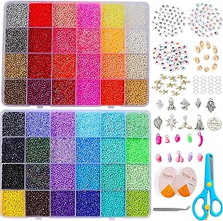 YITOHOP 36000+pcs 2mm 48 Colors Glass Seed Beads for Bracelet Jewelry Making Kit, Beads Assortments Kit for Adults Girls Small Beads for Necklace Ring Making | Top Best Birthday Gifts