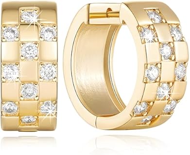 Chic 14K Yellow Gold Hoop Earrings Adorned with Sparkling Cubic Zirconia for Women, Featuring French Wire Back Finding for Secure Comfort - Stunning 18mm Design