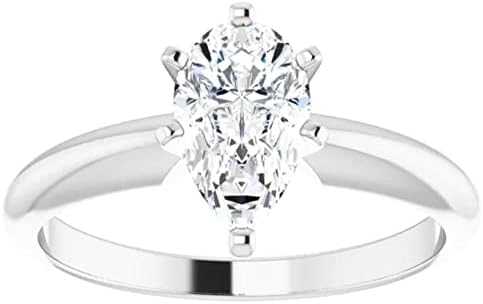 P3 POMPEII3 1/3Ct Solitaire Pear Shape Diamond Engagement Ring in 14k White or Yellow Gold