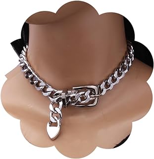 Zinc Ball Chain Choker Necklace, Belt Buckle Design, Cuban Link Style, Chic Punk Statement for Men and Women, No Gemstone Used
