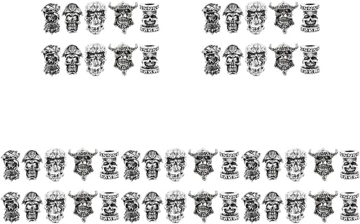 20pcs Viking Skull Retro Braiding Bracelet Beads, Hair Beads Beard Dreadlock Jewels Charms Necklace Antique Halloween Accessories Jewelry Vintage Cuffs Tube Styles Braids Pendant