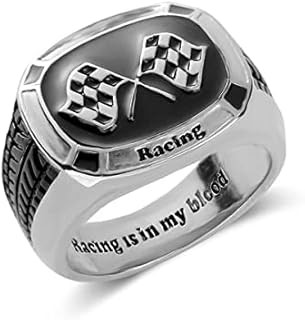Racing Ring for Men Racer Senna Ring Racing is in my Blood Rings Punk Checkered Flag Ring Punk FIA Formula 1 Ring for Car God Senna, Gothic F1 jewelry, Personalized Race Ring for Boys