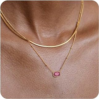 Gold Plated Birthstone Rhinestone Pendant Necklace with Sleek Snake Chain for Women - Trendy Square Pendant Design with Lobster Clasp