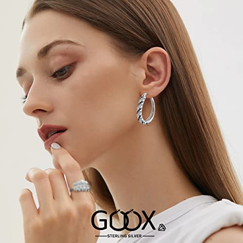 Silver Hoop Earrings, 925 Sterling Silver Hoop Earrings for Women White Gold Plated Hypoallergenic Cubic Zirconia Big Hoop Earrings Jewelry Gift