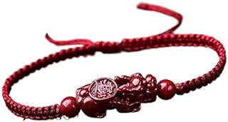 THJKT Bracelets Natural Cinnabar Pixiu Hand WeaveRed Rope Bracelets Buddha Cinnabar Charm Bamboo Bracelet Bangle Jewel Dropship braclets (Metal Color : 18 cm)
