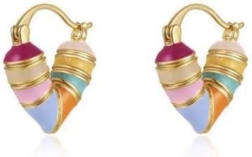 Copper Clasp Colorful Dripping Heart Design Hoop Earrings For Women and Girls - Retro Modern Jewelry Gift