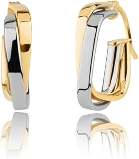 10k Two-Tone Gold Hoops in White & Yellow Gold | Hypoallergenic & Real Gold Hoops by MAX + STONE