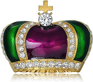 Vintage Mardi Gras Clown Brooch Pin with Pin-Type Clasp and Enriched with Crystals - Enamel Carnival Mask Themed Design