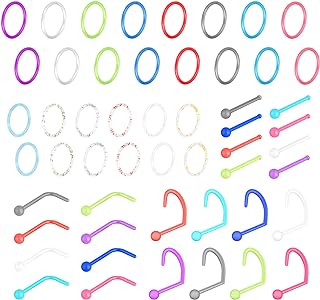 Stuppendux 20G 0.8mm Clear Nose Studs Retainers Nose Piercing Retainer Mix Color Body Jewelry Piercing for Women Men