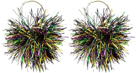 New Orleans Mardi Gras Alloy Hoop Earrings with Shiny Tassels - Perfect Costume Accessory for Women and Girls - Festive Carnival Design