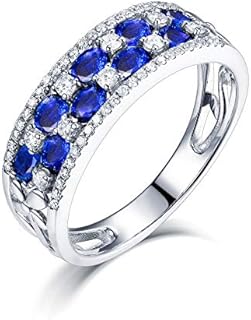 14K Yellow Gold Emerald+Ruby+Sapphire Engagement Ring for Women/Ladies+Elegant Oval Design Bridal Gift