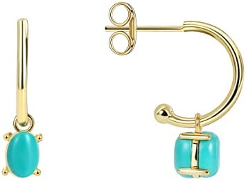 Created Turquoise Gold Open Hoop Stud Earrings for Women Girls Teens 14K Gold Filled Hypoallergenic Simple Lightweight Trendy Dainty Earrings Jewelry Gifts