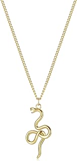 Fettero Women's 14K Gold-Plated Snake Pendant Necklace with Delicate Snake Chain, Yellow Gold Plated Brass, Tarnish-Resistant, Adjustable, Perfect Gift for Animal Lovers