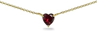 Necklace for Women, Birthstone Necklace, Genuine or Synthetic Gemstone, 7mm Heart Solitaire, Short Necklace, Dainty Necklace, Layered Necklaces for Women, Choker Necklaces for Women, Silver Necklace