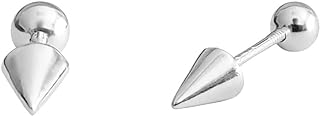 Sterling Silver 20G Spike Stud Earrings - Minimalist Small Cone Design with Screw Back for Women and Girls – Hypoallergenic Cartilage Barbell Piercing Jewelry